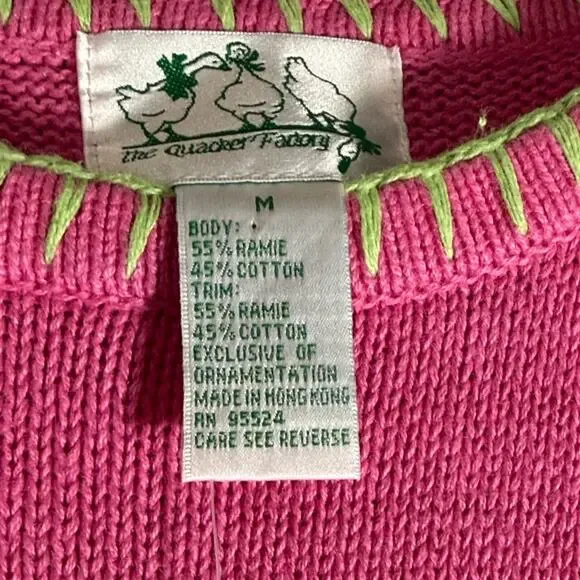 Quacker Factory pink flamingo short-sleeve ramie/cotton blend sweater NWT. - Picture 5 of 8